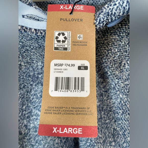 NWT Eddie Bauer Fleece 1/4 Button Pullover- XL. - Picture 7 of 10